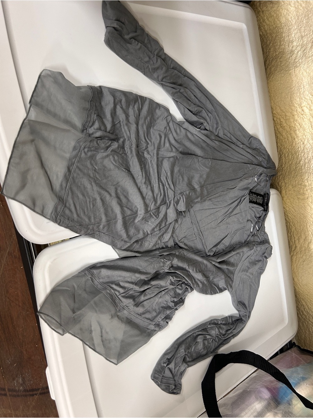 Design History Silver‑Gray Sheer Cardigan